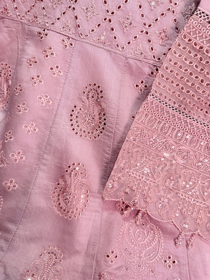 KHADDI COTTON FABRIC Long Frock With Heavy Embroidered Organza Fabric Dupatta Collection 2025