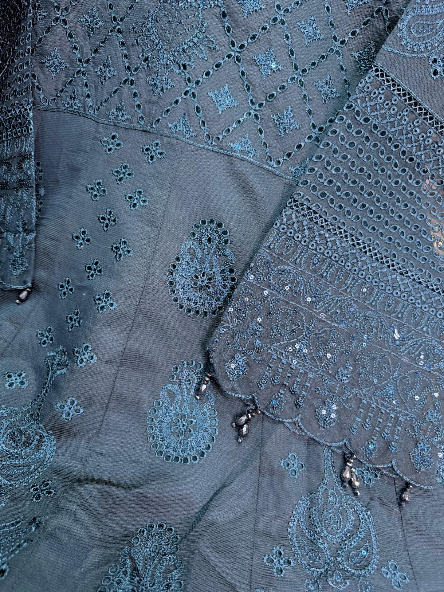 KHADDI COTTON FABRIC Long Frock With Heavy Embroidered Organza Fabric Dupatta Collection 2025