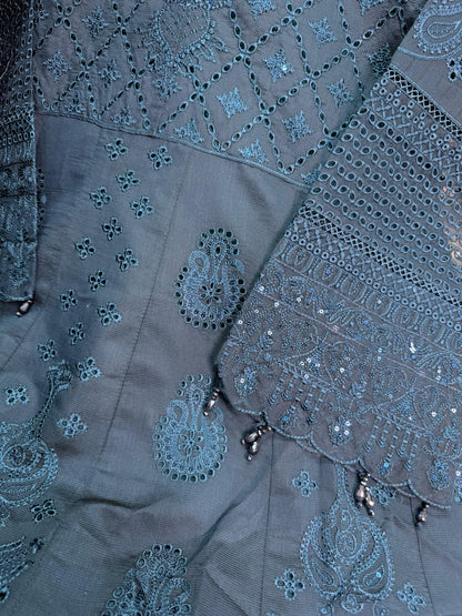 KHADDI COTTON FABRIC Long Frock With Heavy Embroidered Organza Fabric Dupatta Collection 2025