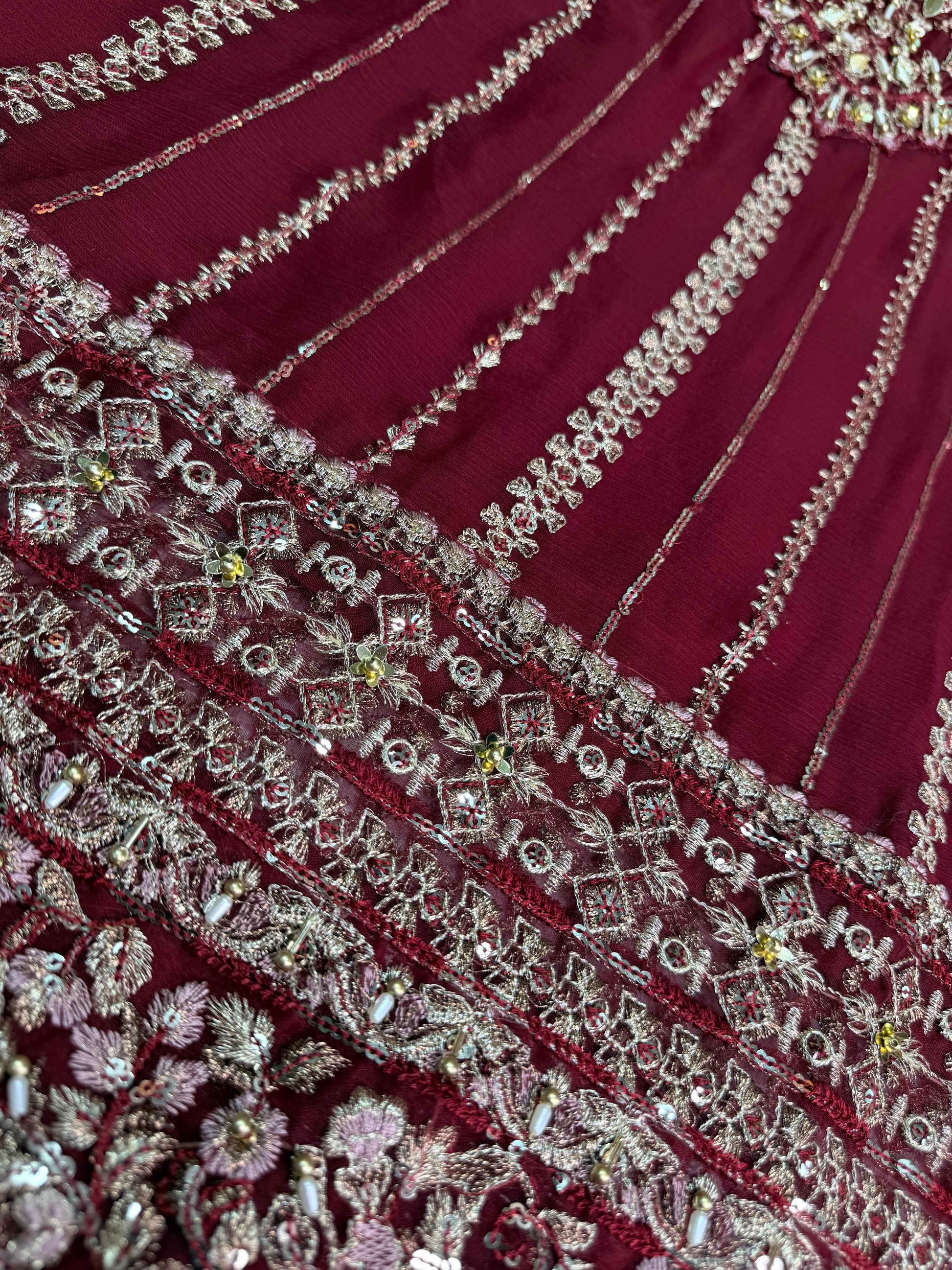 CHIFFON FABRIC With Heavy Embroudiery Beautiful 3 Piece Dress