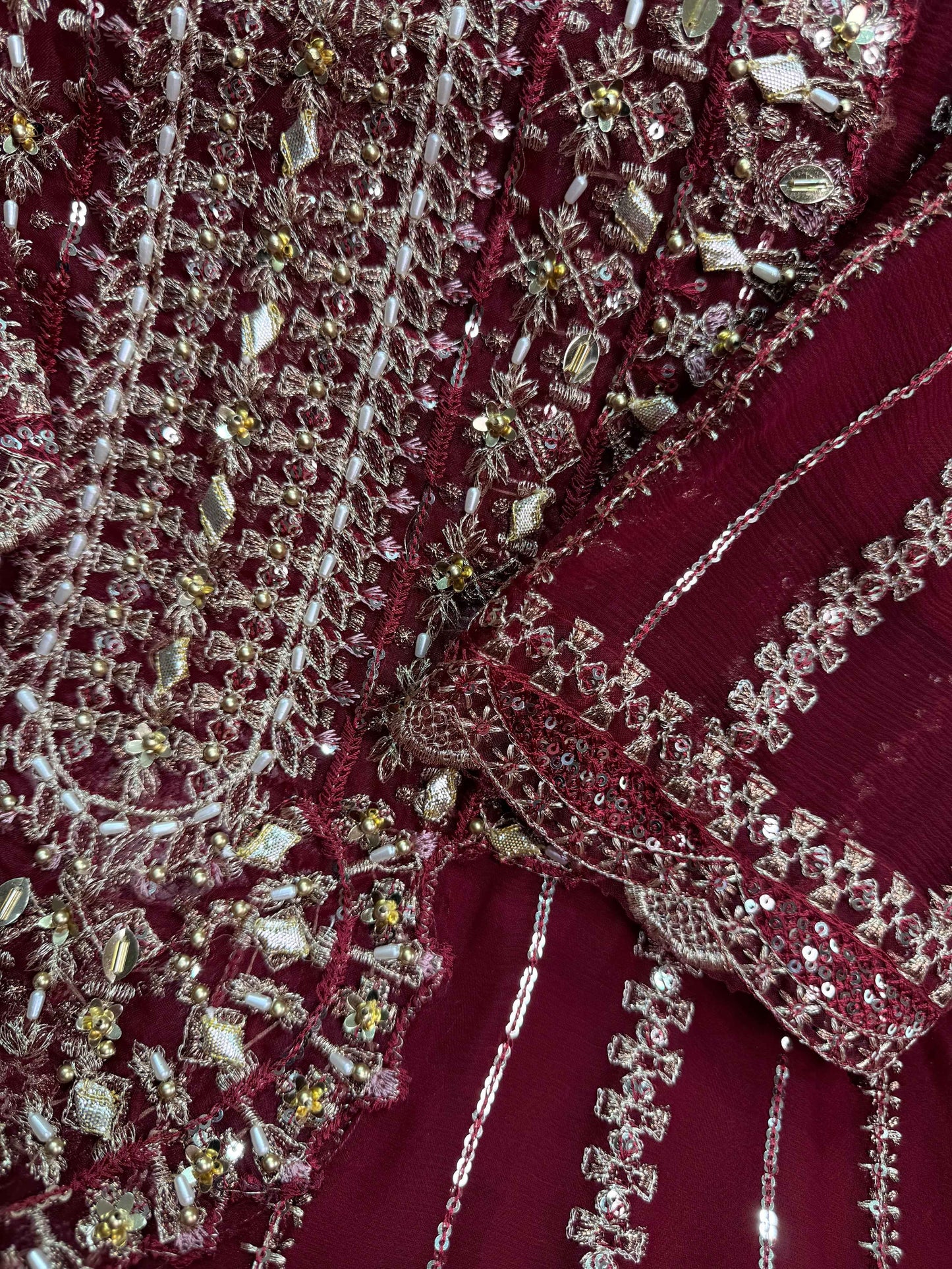 CHIFFON FABRIC With Heavy Embroudiery Beautiful 3 Piece Dress