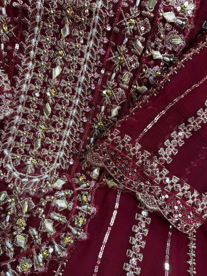CHIFFON FABRIC With Heavy Embroudiery Beautiful 3 Piece Dress