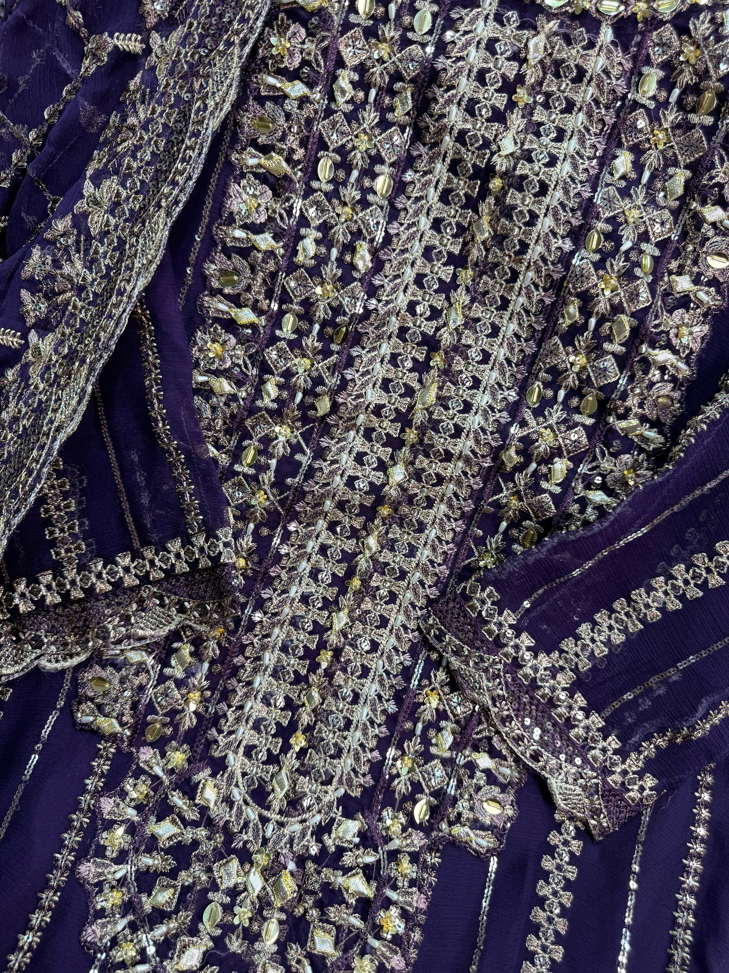 CHIFFON FABRIC With Heavy Embroudiery Beautiful 3 Piece Dress