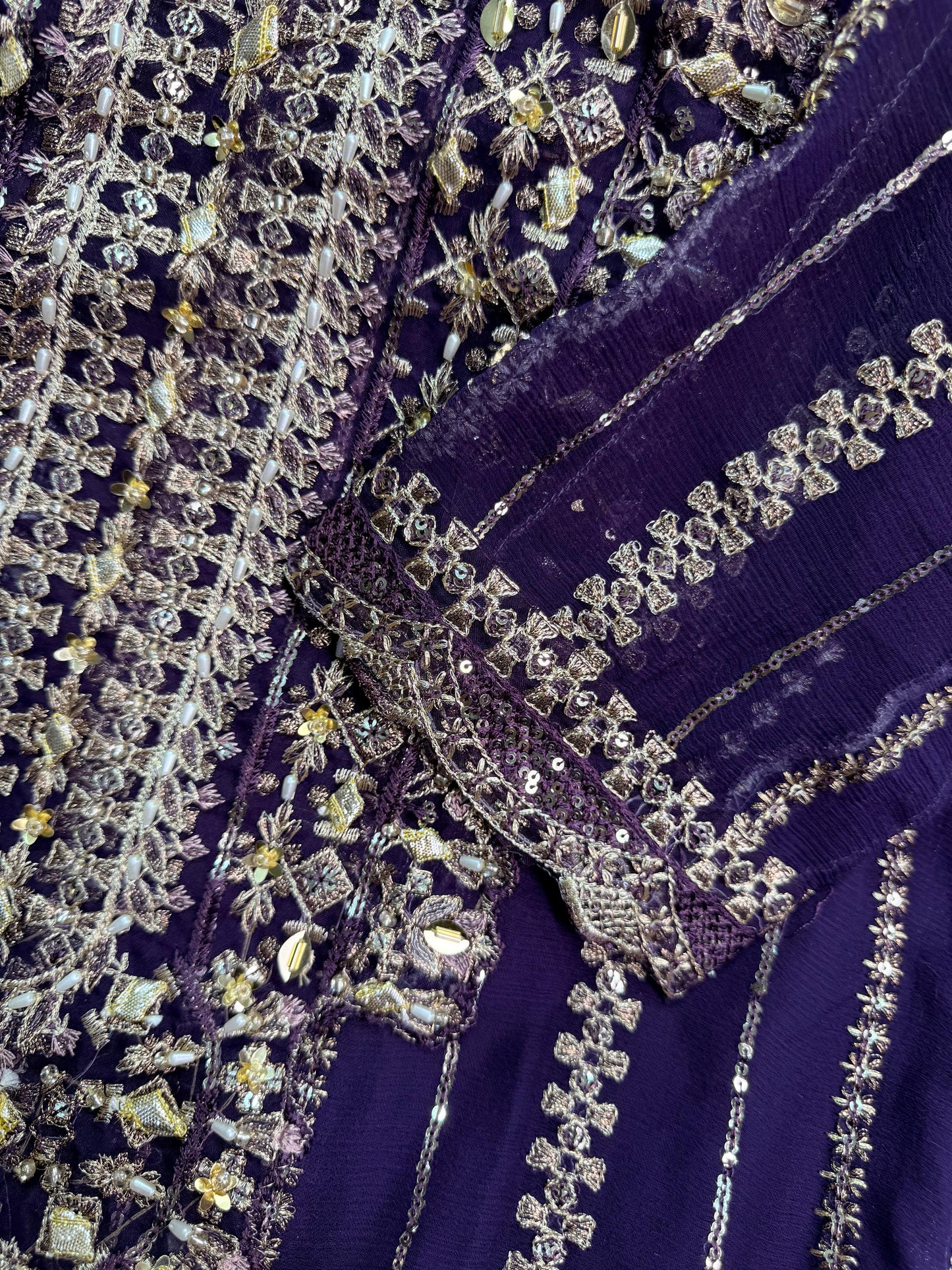 CHIFFON FABRIC With Heavy Embroudiery Beautiful 3 Piece Dress