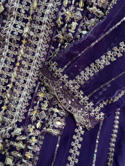 CHIFFON FABRIC With Heavy Embroudiery Beautiful 3 Piece Dress
