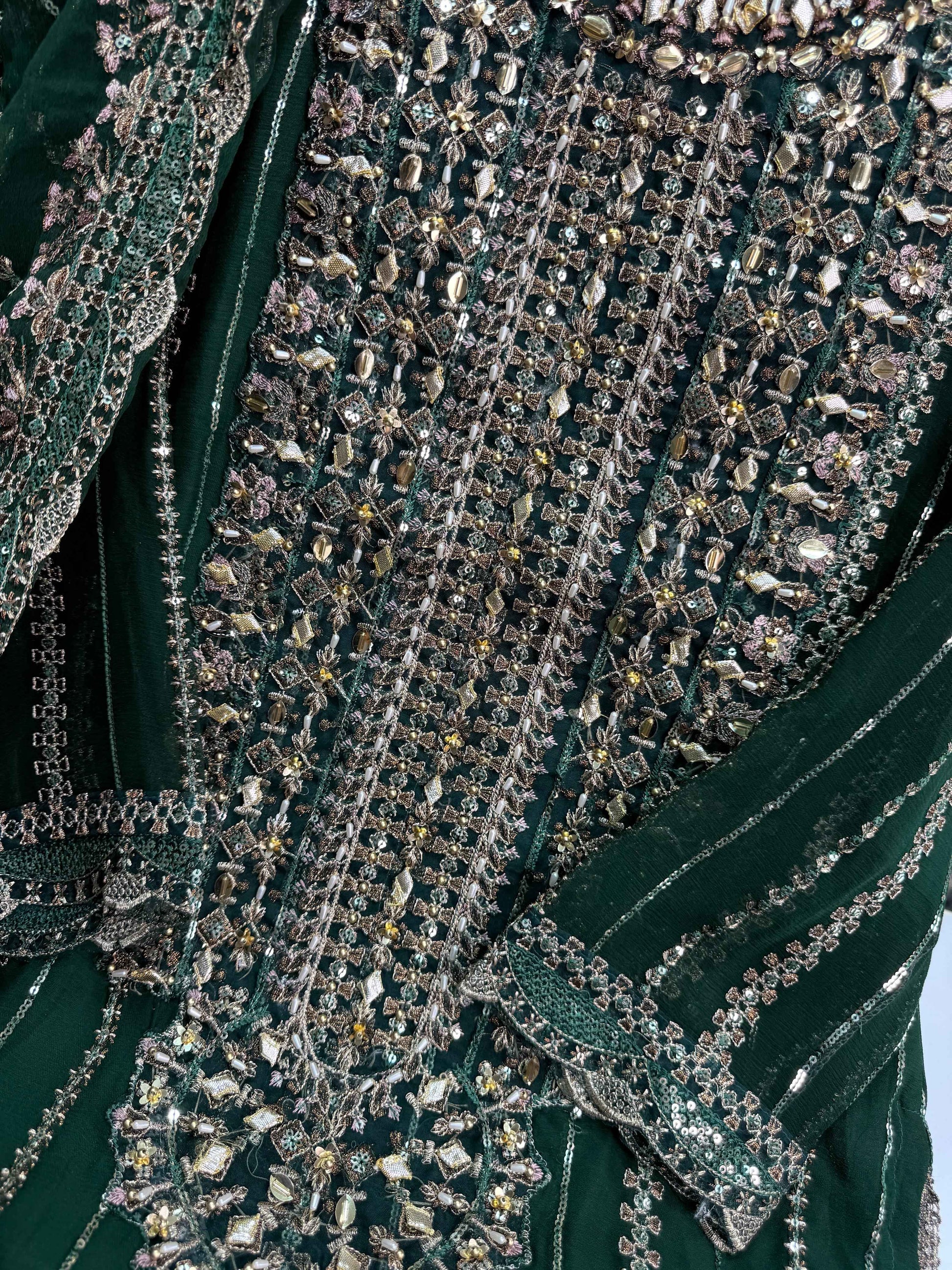 CHIFFON FABRIC With Heavy Embroudiery Beautiful 3 Piece Dress