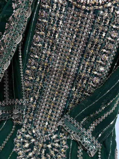 CHIFFON FABRIC With Heavy Embroudiery Beautiful 3 Piece Dress