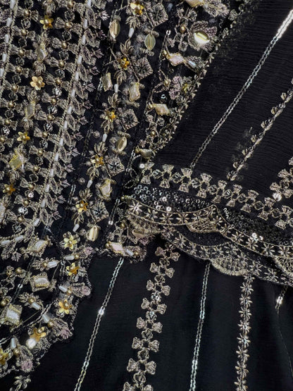 CHIFFON FABRIC With Heavy Embroudiery Beautiful 3 Piece Dress