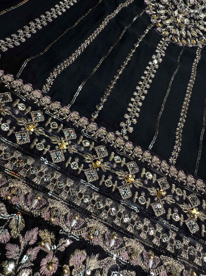 CHIFFON FABRIC With Heavy Embroudiery Beautiful 3 Piece Dress