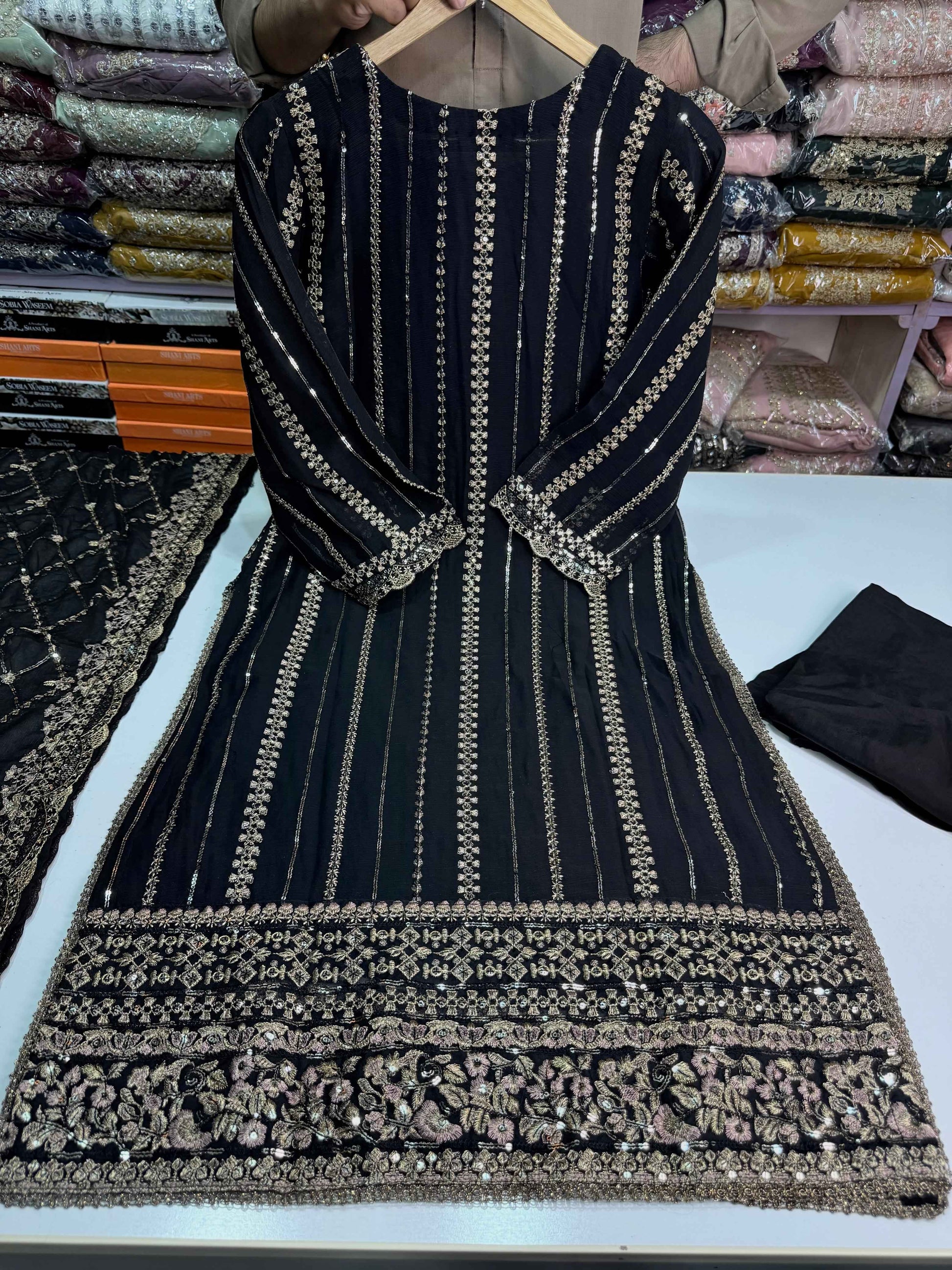 CHIFFON FABRIC With Heavy Embroudiery Beautiful 3 Piece Dress