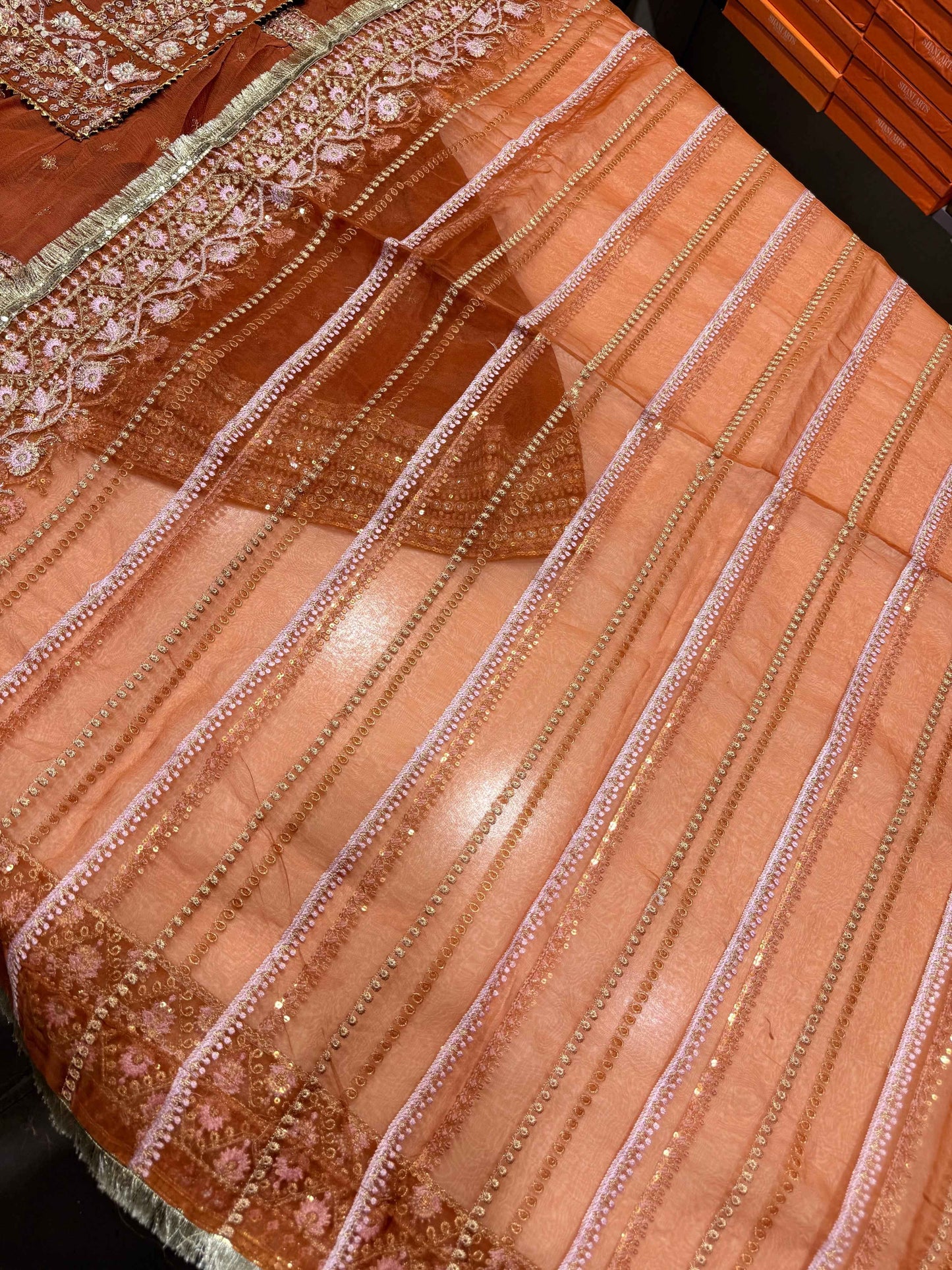 CHIFFON FABRIC Partywear Beautiful Heavily Embroided Dress