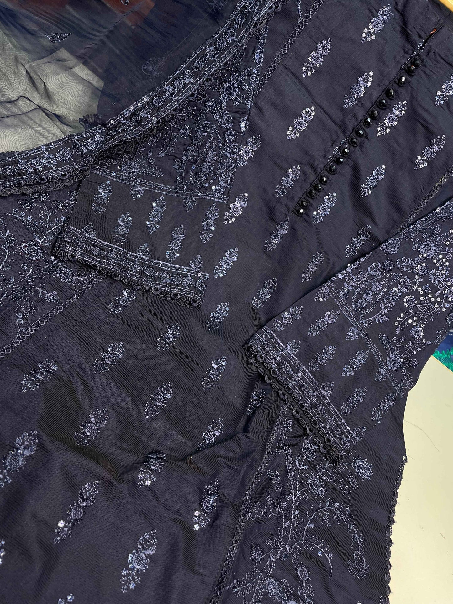 KHADDI COTTON Casual Wear Chicken kari Work On Dress