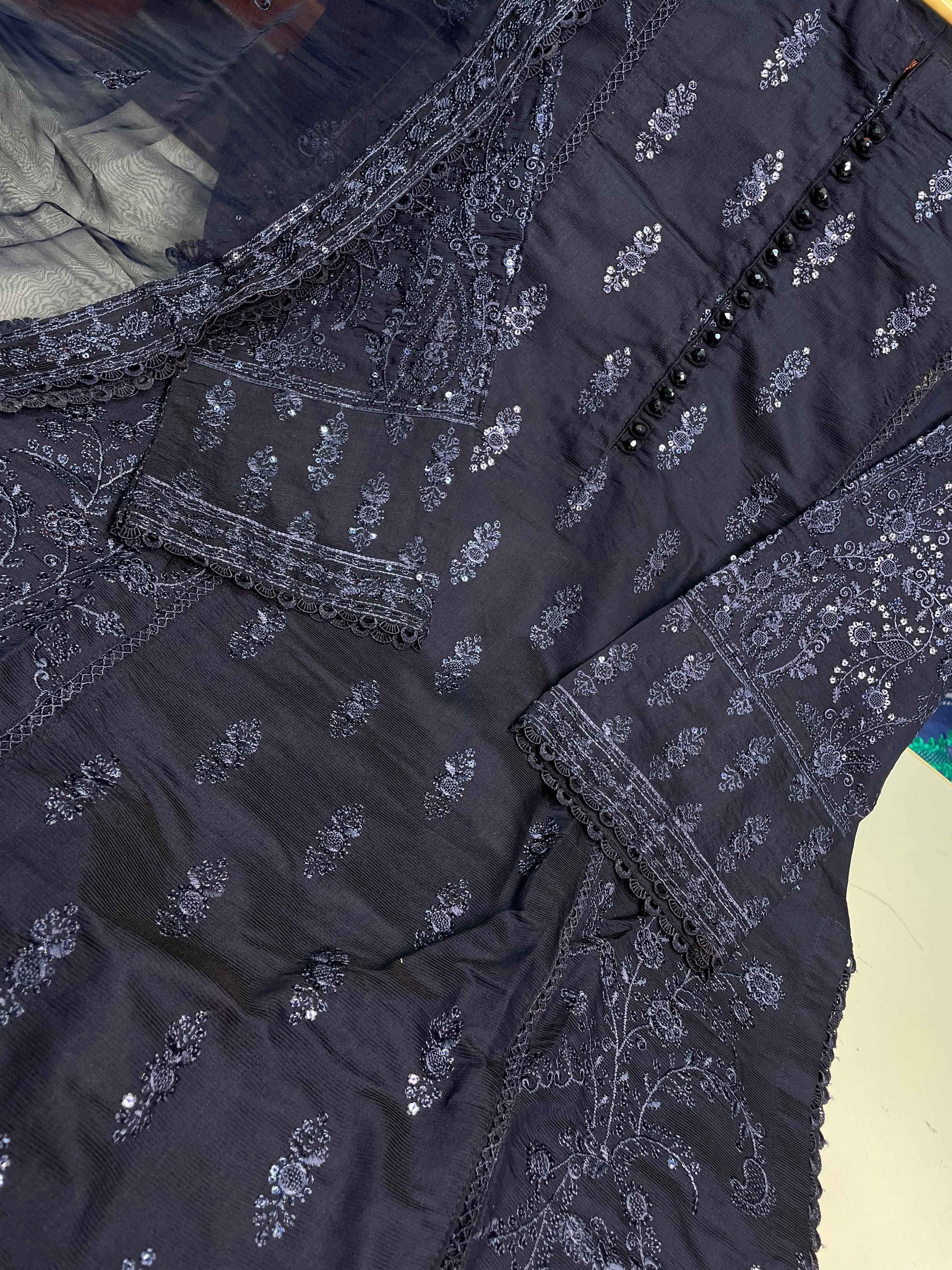 KHADDI COTTON Casual Wear Chicken kari Work On Dress