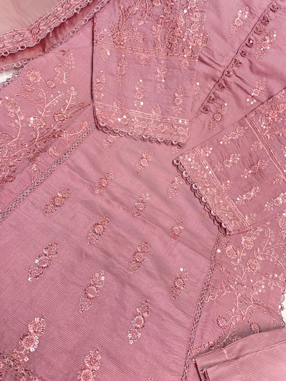 KHADDI COTTON Casual Wear Chicken kari Work On Dress