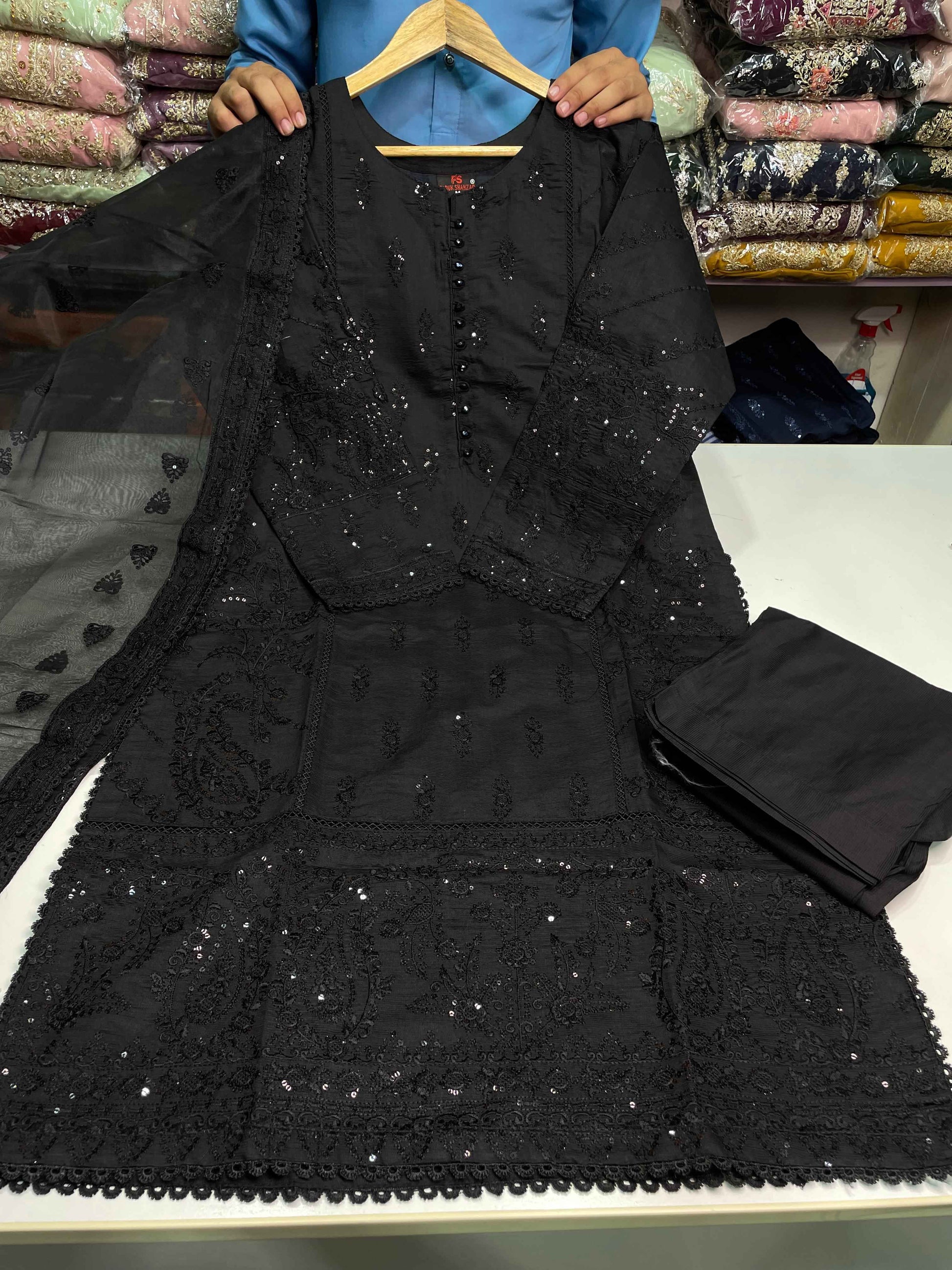 KHADDI COTTON Casual Wear Chicken kari Work On Dress