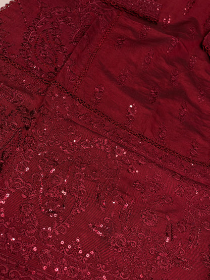 KHADDI COTTON Casual Wear Chicken kari Work On Dress