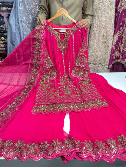 CHIFFON FABRIC 3-Piece Embroided Wedding Dress