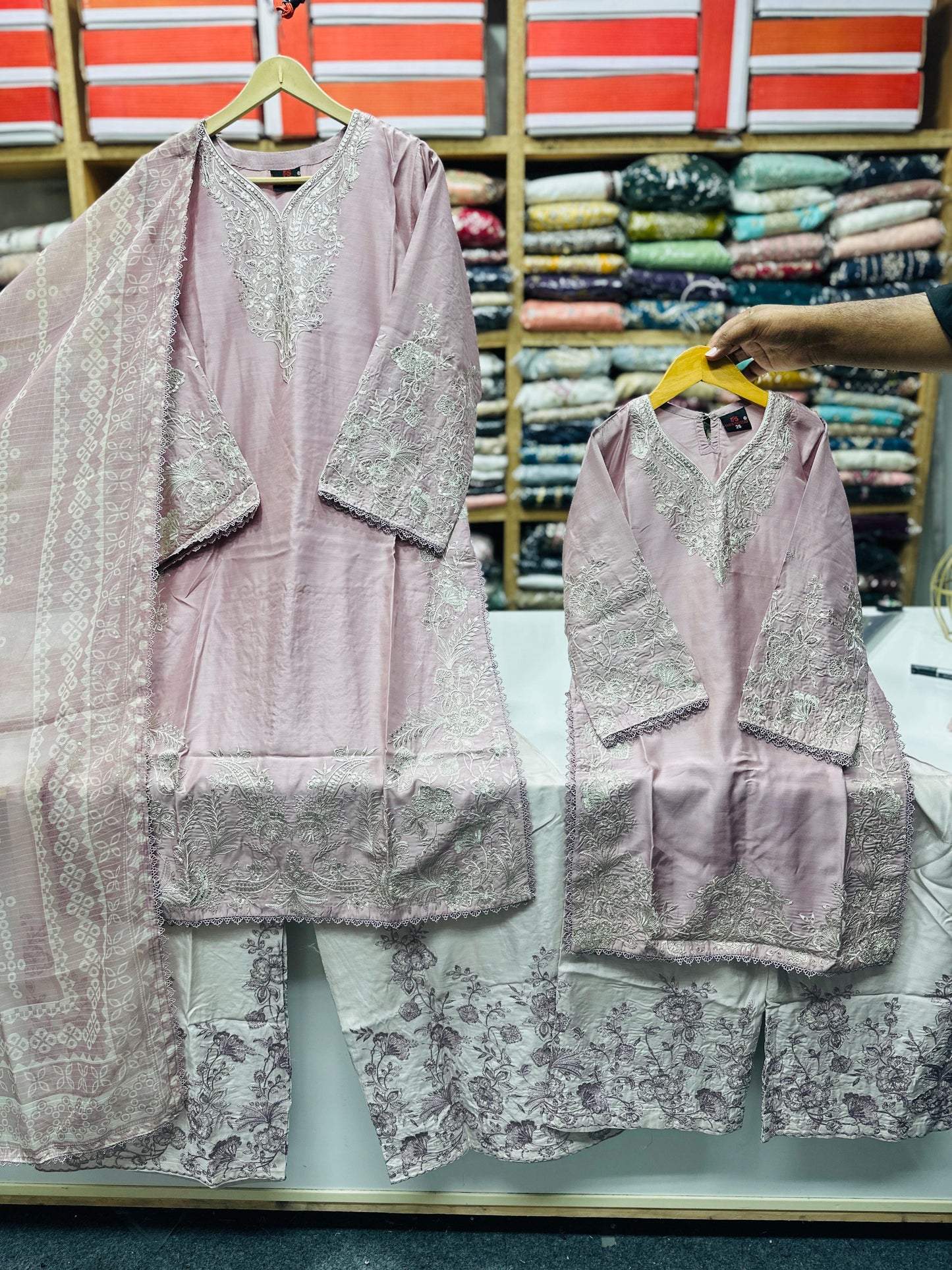 SG 2153 Pink Viscose Mother Daughter