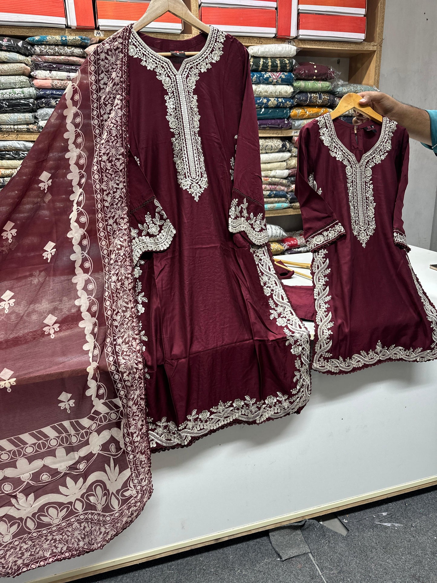 SG 2342 Maroon Viscose Mother Daughter