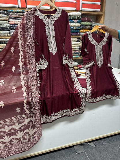 SG 2342 Maroon Viscose Mother Daughter
