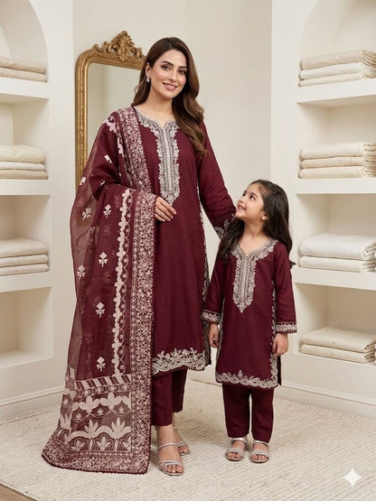 SG 2342 Maroon Viscose Mother Daughter
