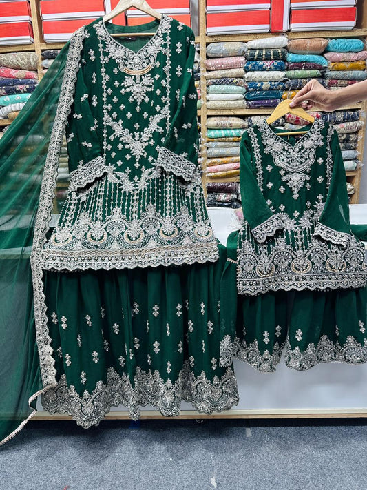Chiffon Mother Daughter Dress Green
