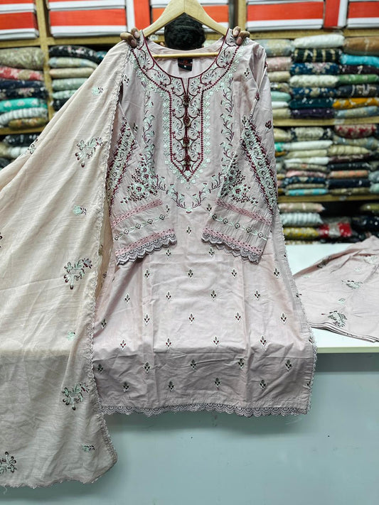 Embroidered Pink 3pc Shalwar Kameez
