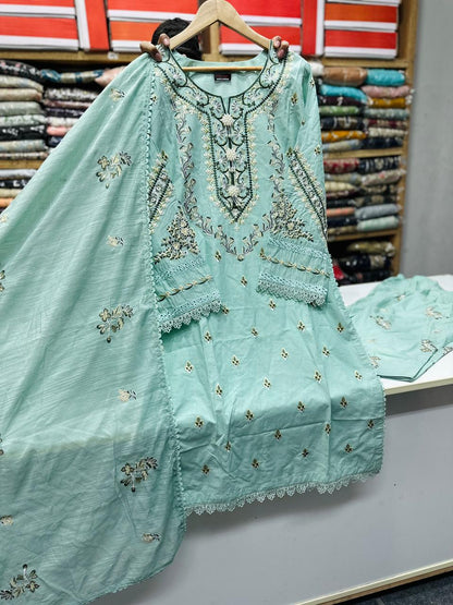 Embroidered Sky Blue 3pc Shalwar Kameez