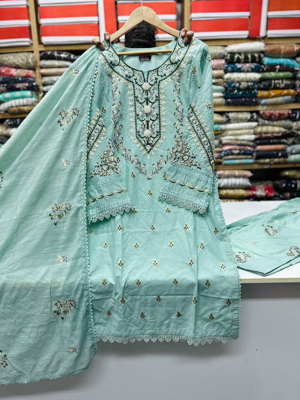 Embroidered Sky Blue 3pc Shalwar Kameez