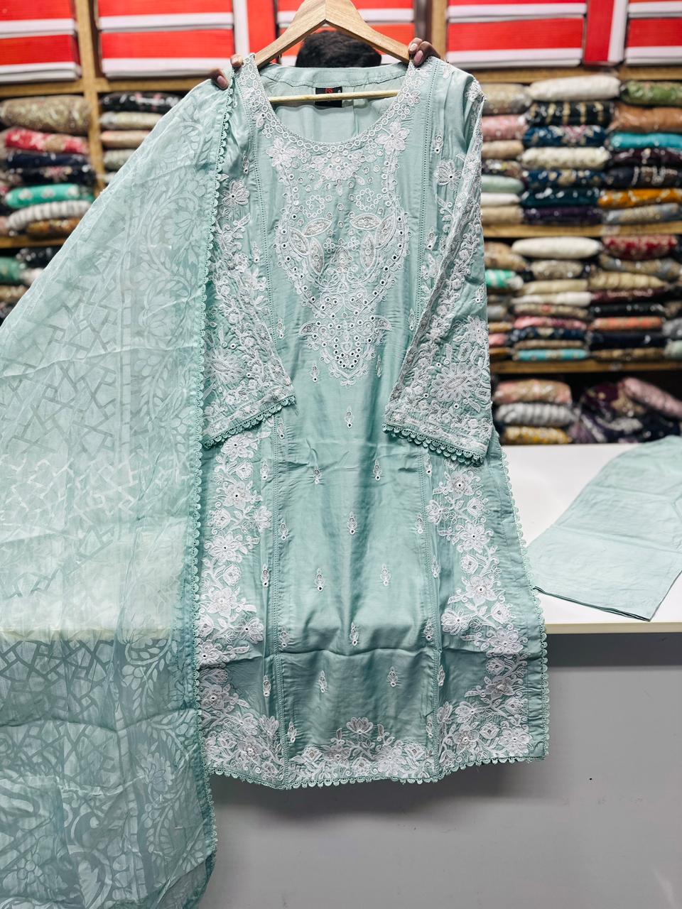 Viscose Beautiful Casual Wear 3 Piece Pista