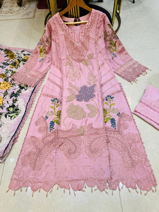 SG1478 Chikan kari Viscose Pink