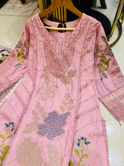 SG1478 Chikan kari Viscose Pink
