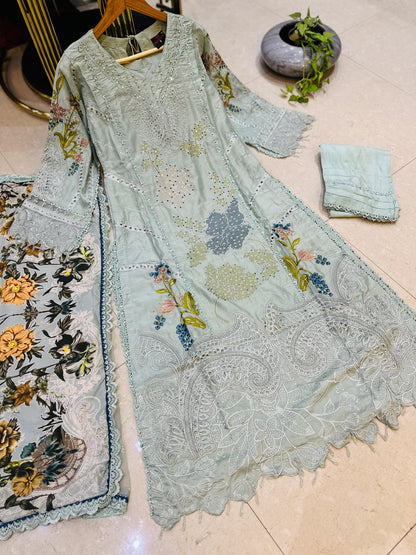 SG1478 Chikan kari Viscose Sage Green