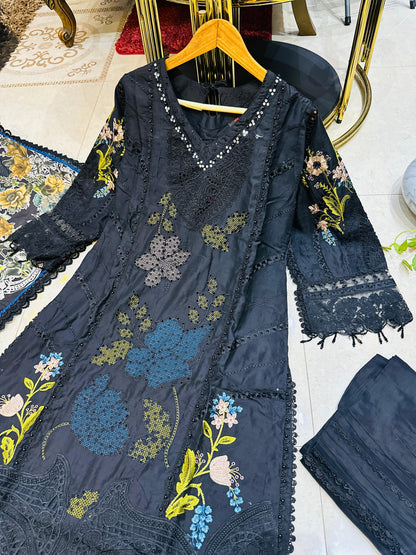 SG1478 Chikan kari Viscose Black