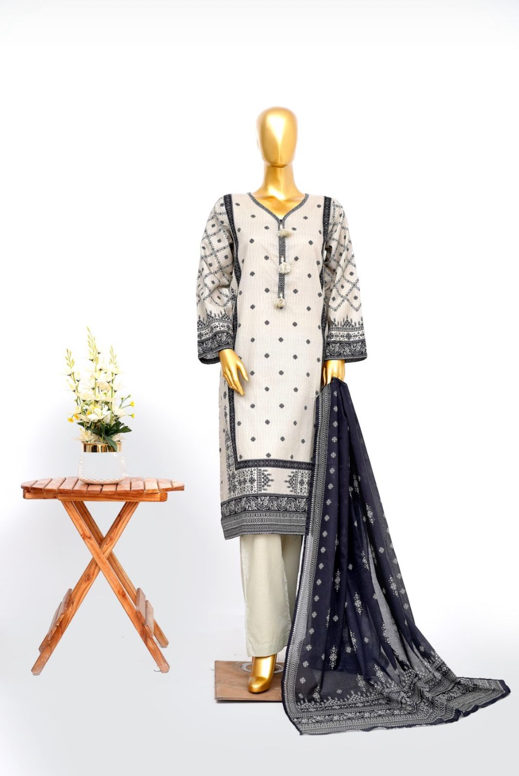 3pc Lawn Suit White