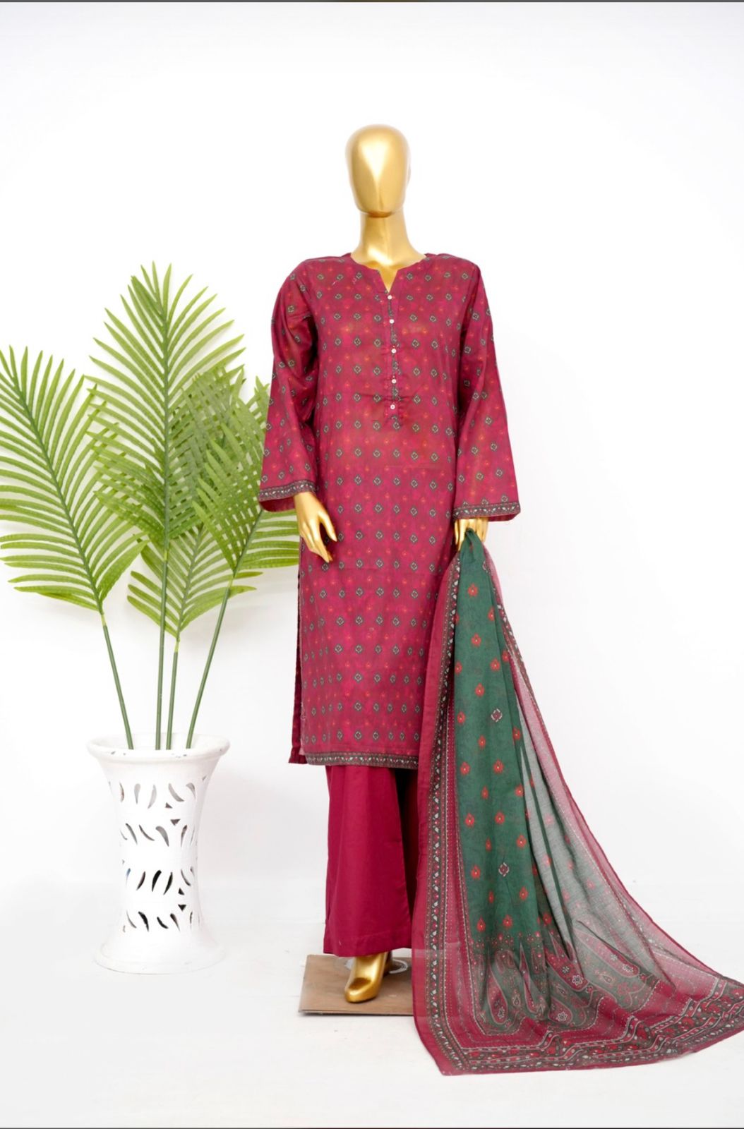 3pc Lawn Suit Paprika