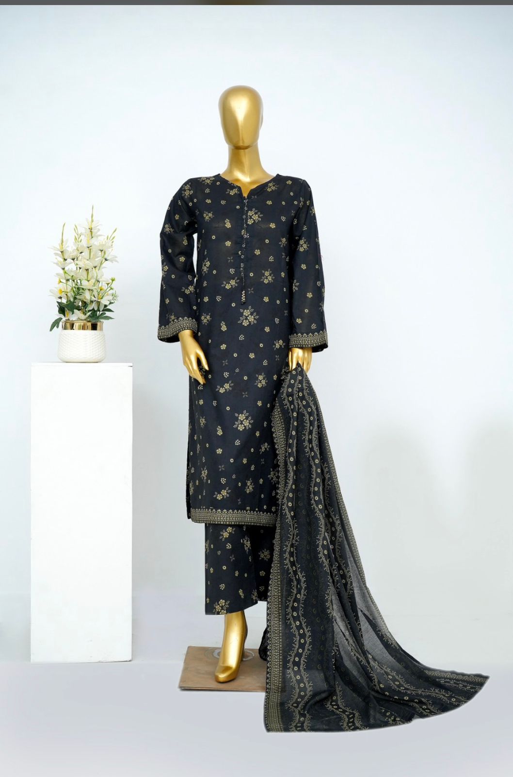 3pc Lawn Suit Black