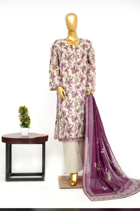 3pc Lawn Suit Magenta