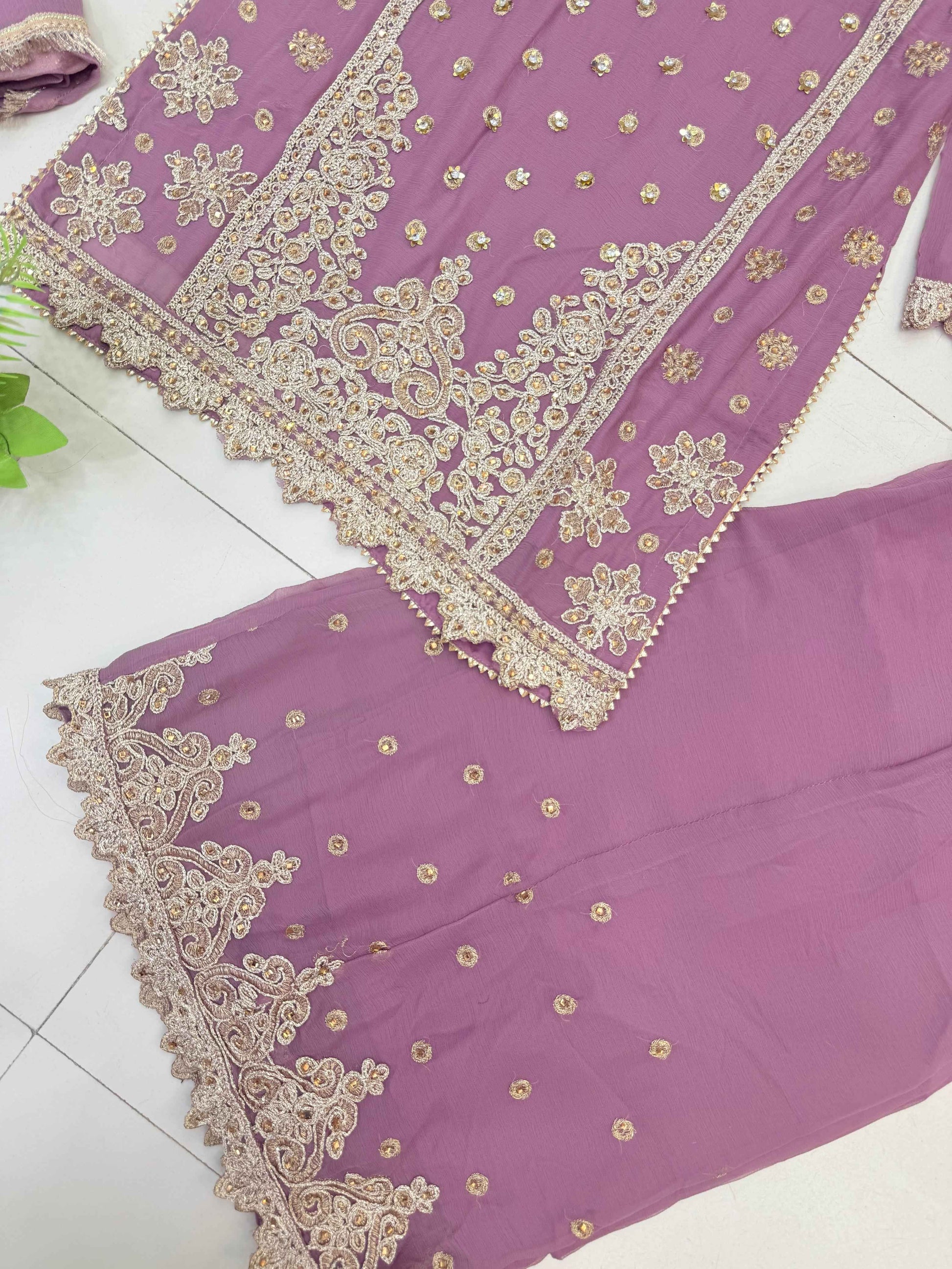 CHIFFON FABRIC Heavily Embroided Kids Dress With Handmade Plazo 2025
