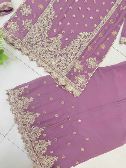 CHIFFON FABRIC Heavily Embroided Kids Dress With Handmade Plazo 2025