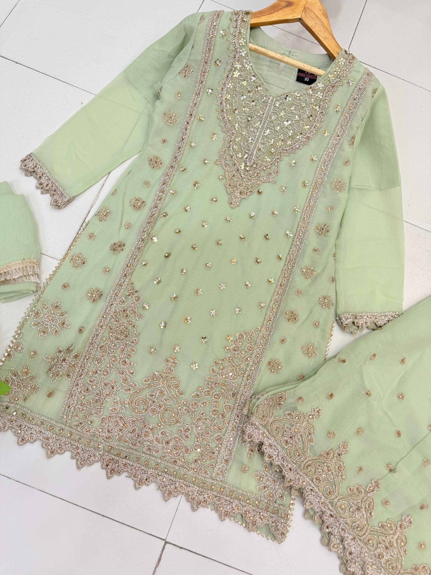 CHIFFON FABRIC Heavily Embroided Kids Dress With Handmade Plazo 2025
