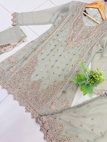 CHIFFON FABRIC Heavily Embroided Kids Dress With Handmade Plazo 2025