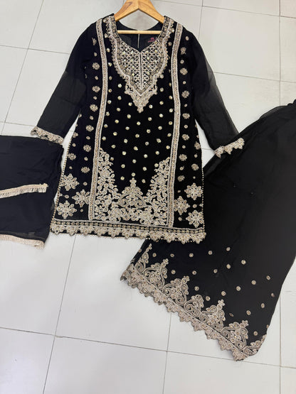 CHIFFON FABRIC Heavily Embroided Kids Dress With Handmade Plazo 2025