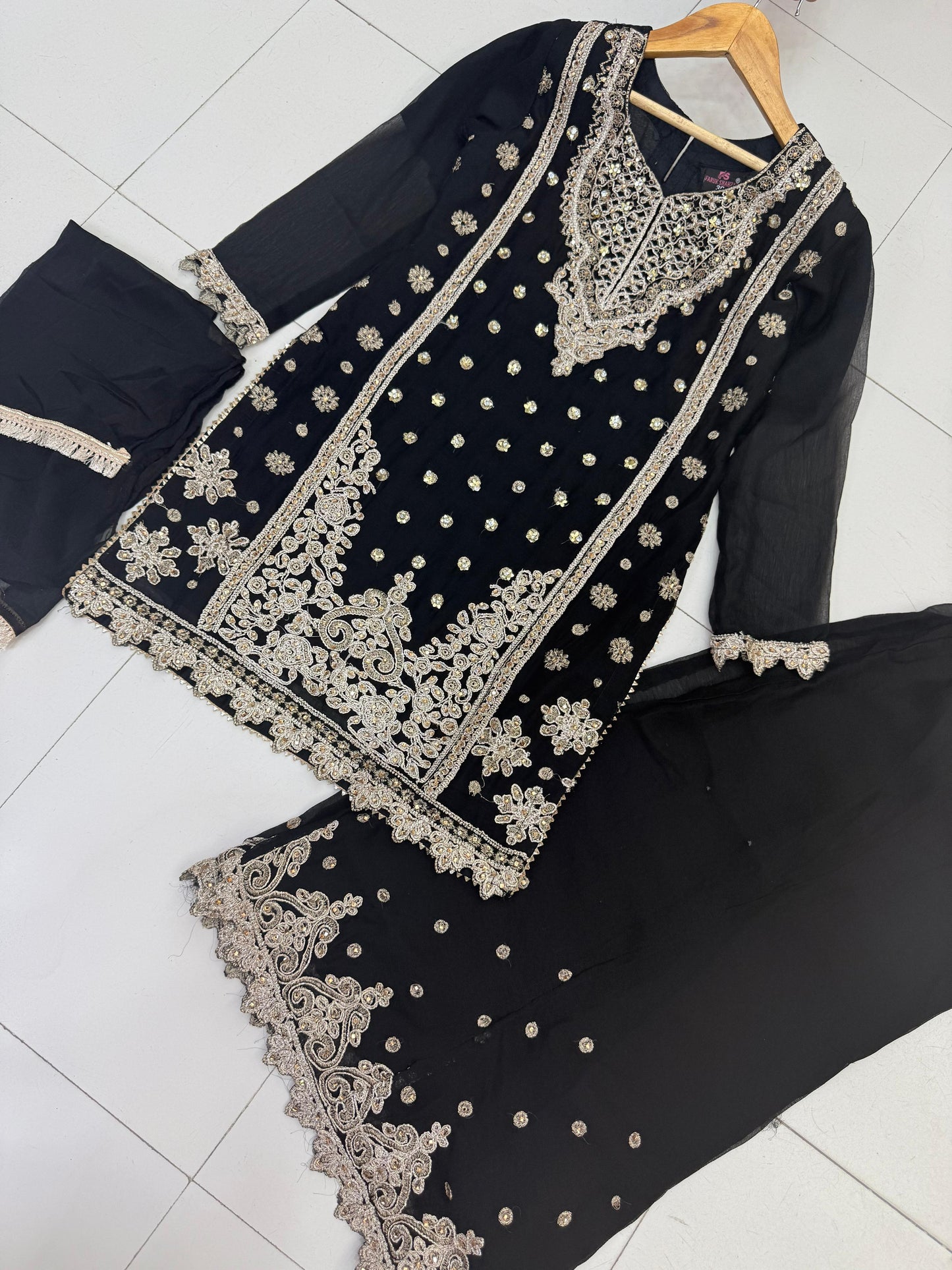 CHIFFON FABRIC Heavily Embroided Kids Dress With Handmade Plazo 2025