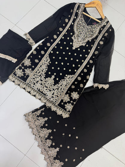 CHIFFON FABRIC Heavily Embroided Kids Dress With Handmade Plazo 2025