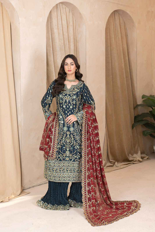 Luxury Embroidered Chiffon Suit with Chiffon Dupatta – Formal Wear