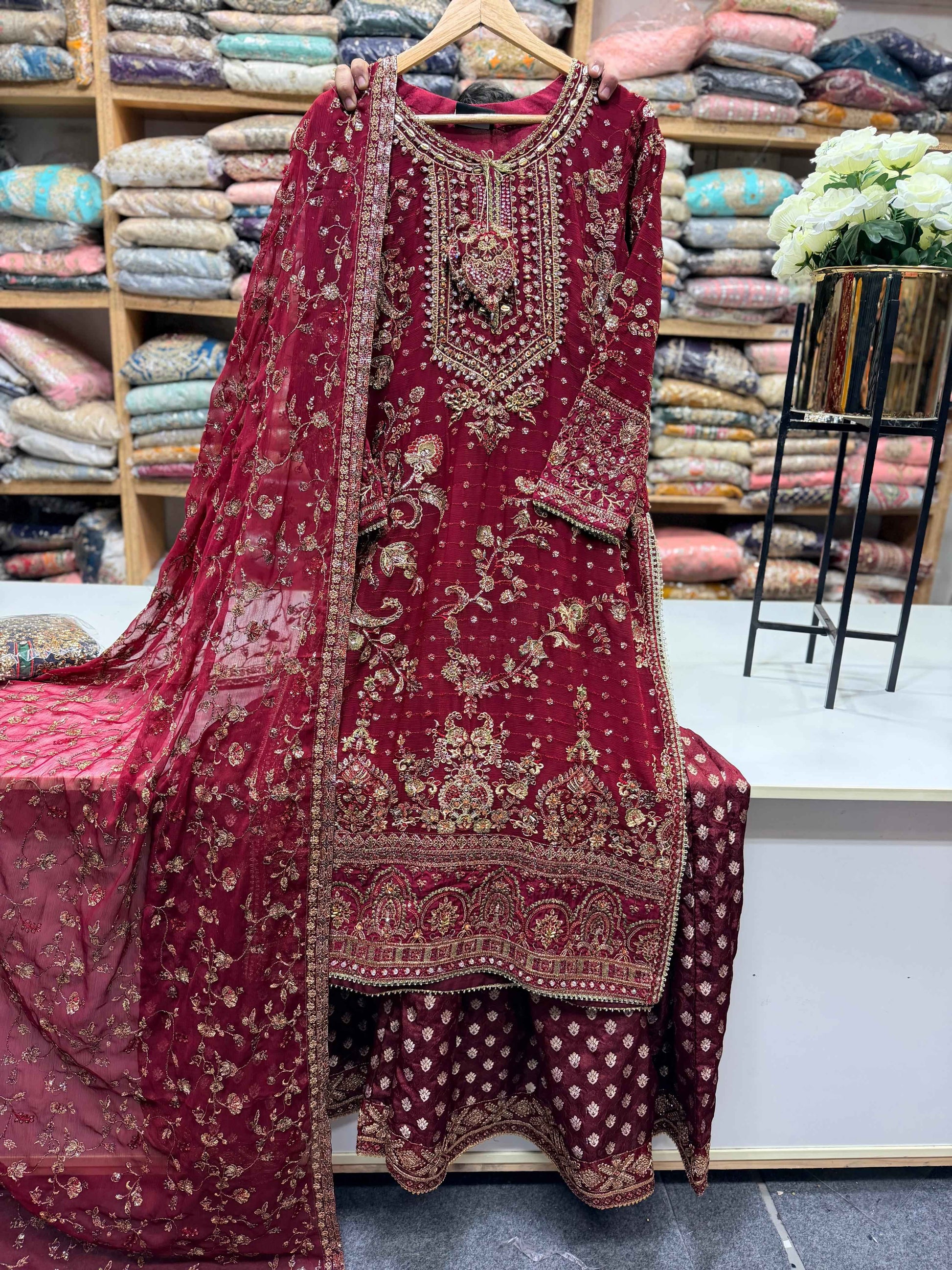 Chiffon Dress – Heavy Embroidered Elegant Wear ✨