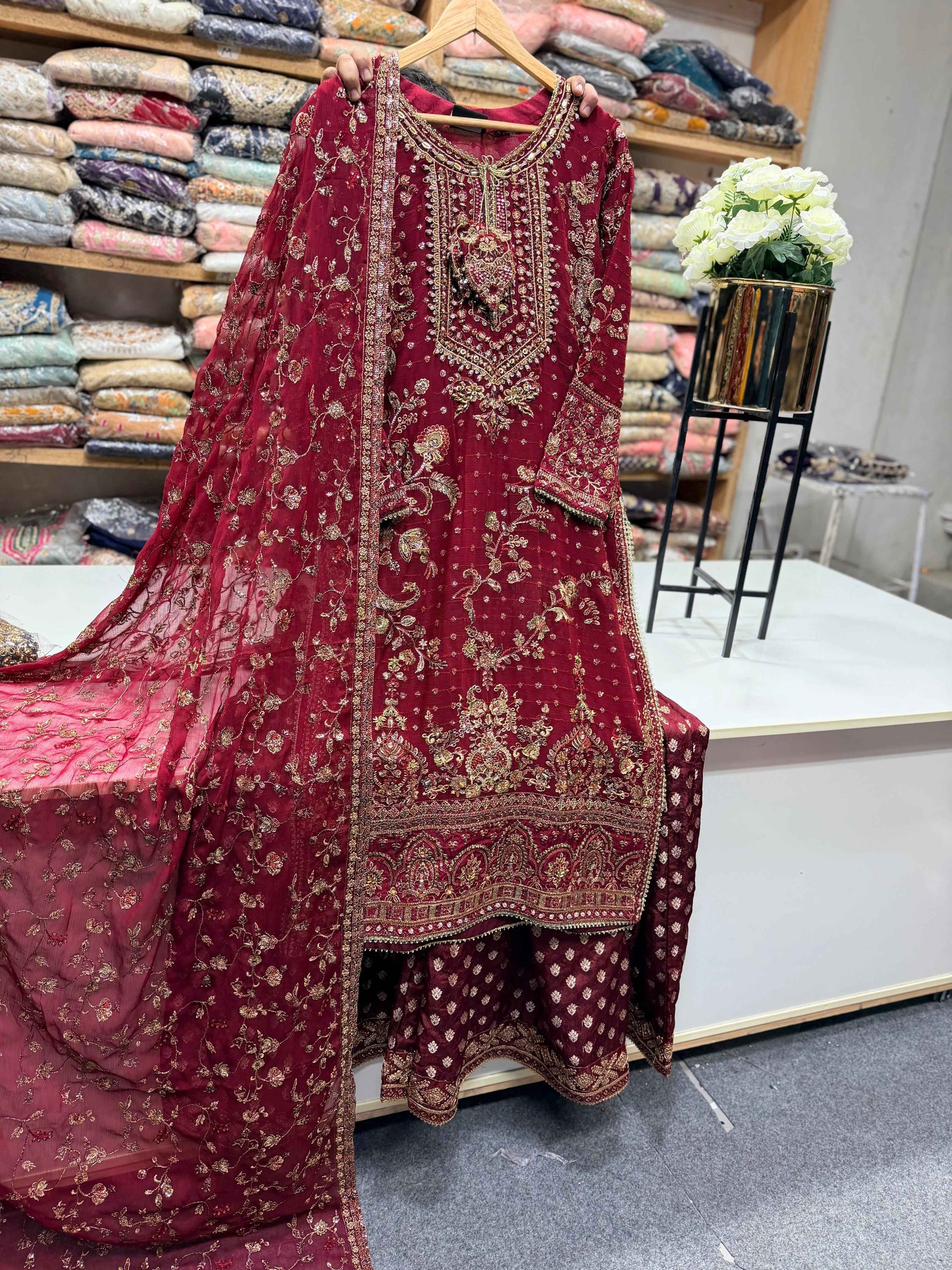 Chiffon Dress – Heavy Embroidered Elegant Wear ✨