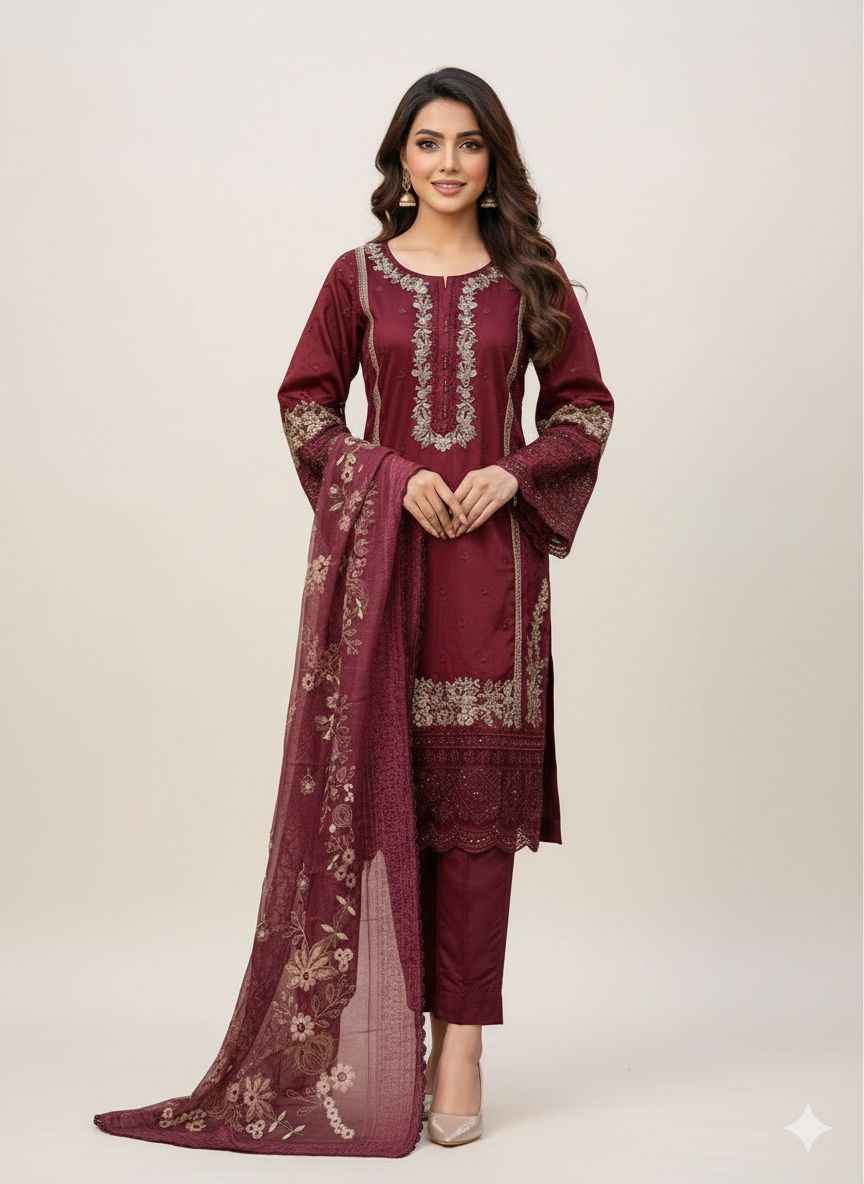 Khaadi Mehroon