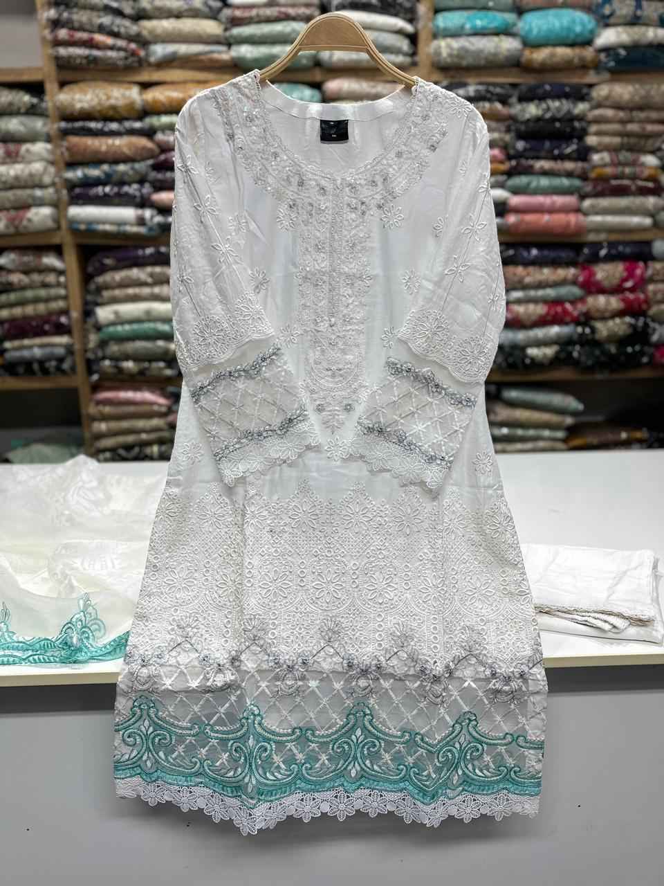 Viscose Chicken Kari Embroidered Shirt with Organza Embroidered Dupatta